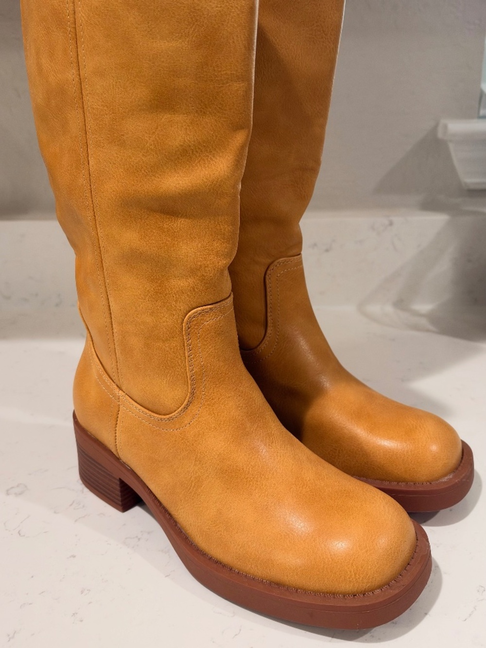 Women’s Cognac Knee High Boots Size 6 – New Without Tags